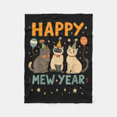 Happy Mew Year Cat Party Fleecedecke (Vorderseite)