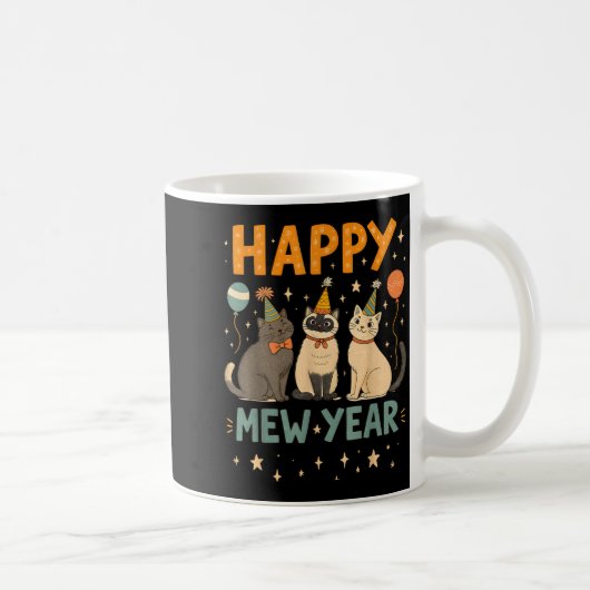 Happy Mew Year Cat Party  Kaffeetasse (Rechts)