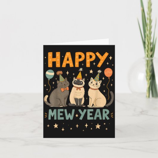 Happy Mew Year Cat Party  Karte (Vorderseite)