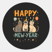 Happy Mew Year Cat Party Runder Aufkleber (Vorderseite)