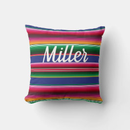 Happy Mexican Serape Print Pillow Name Kissen