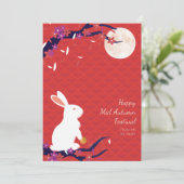 Happy Mid Herbst Festival Rabbit Moon Flat Card Einladung (Stehend Vorderseite)