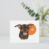 Happy Min Button Miniatur Pinscher Postkarte (Stehend Vorderseite)