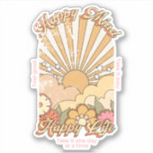 Happy Mind Happy Life Hippy Groovy Vibes Aufkleber (Vorderseite)