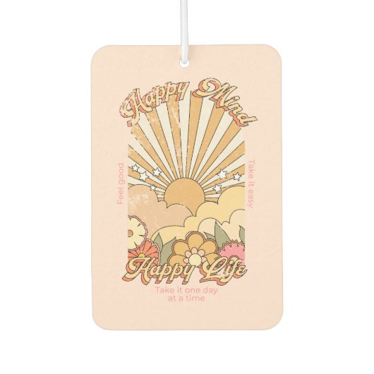 Happy Mind Happy Life Hippy Groovy Vibes Autolufterfrischer (Vorderseite)