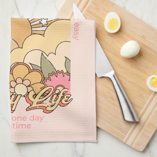 Happy Mind Happy Life Hippy Groovy Vibes Geschirrtuch (Viertel Falte)