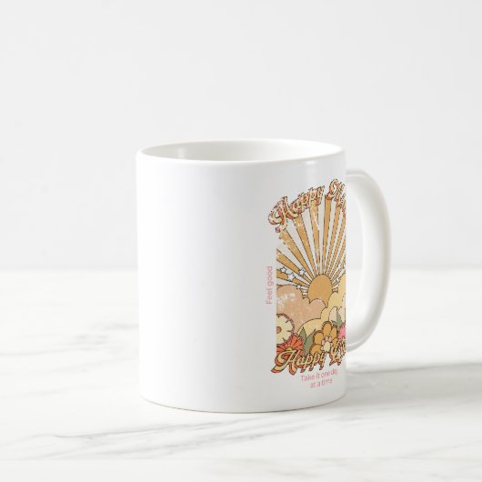 Happy Mind Happy Life Hippy Groovy Vibes Kaffeetasse (VorderseiteRechts)