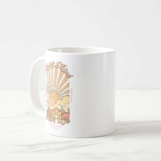 Happy Mind Happy Life Hippy Groovy Vibes Kaffeetasse (Vorderseite Links)