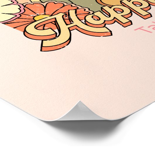 Happy Mind Happy Life Hippy Groovy Vibes Poster (Ecke)