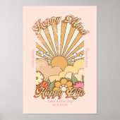 Happy Mind Happy Life Hippy Groovy Vibes Poster (Vorne)