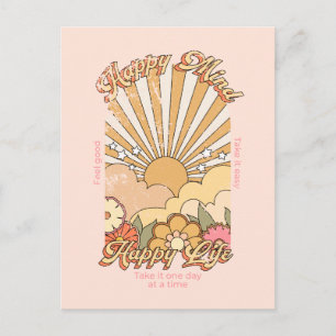 Happy Mind Happy Life Hippy Groovy Vibes Postkarte
