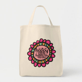 Happy Mind Happy Life Motivierend Grafik Design Tragetasche