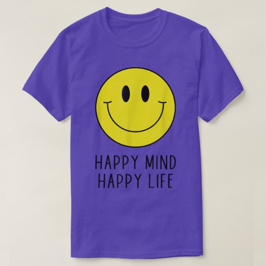 Happy Mind Happy Life Yellow Smile Face Motivation T-Shirt (Design vorne)