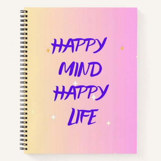 Happy Mind Spiral Notebook – Motivational Notizblock (Vorderseite)