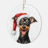 Happy Mini Pinscher Dog Christmas Personalized Keramik Ornament (Links)