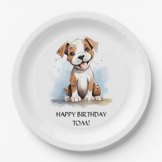 Happy Minimalistisch Pitbull Pit Bull Terrier Dog Pappteller (Vorderseite)