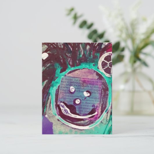 Happy Mixed Media Collage Postkarte (Stehend Vorderseite)