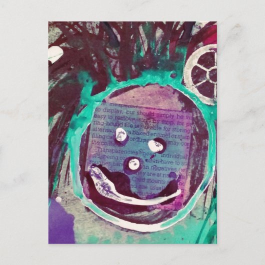 Happy Mixed Media Collage Postkarte (Vorderseite)