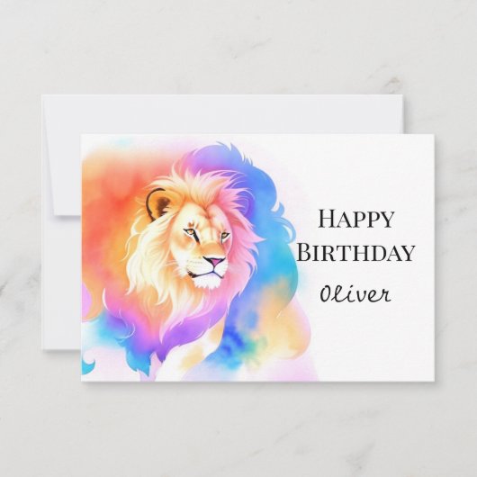 Happy Modern Boho Lion Birthday Karte (Vorderseite)
