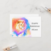 Happy Modern Boho Lion Birthday Karte (Vorderseite/Rückseite Beispiel)