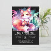 Happy Modern Fox Geburtstag Einladung (Stehend Vorderseite)