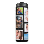 Happy Moments Dark Background Foto Collage Thermosbecher (Vorderseite)