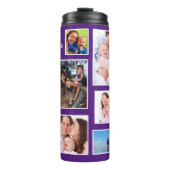 Happy Moments Lila Background Foto Collage Thermosbecher (Vorderseite)