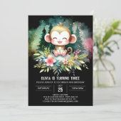 Happy Monkey Birthday Einladung (Stehend Vorderseite)