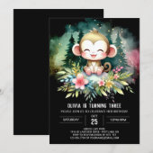 Happy Monkey Birthday Einladung (Vorne/Hinten)
