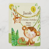 Happy Monkey Birthday Invite Einladung (Vorne/Hinten)