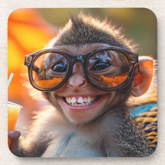 Happy Monkey Getränkeuntersetzer (Vorderseite)