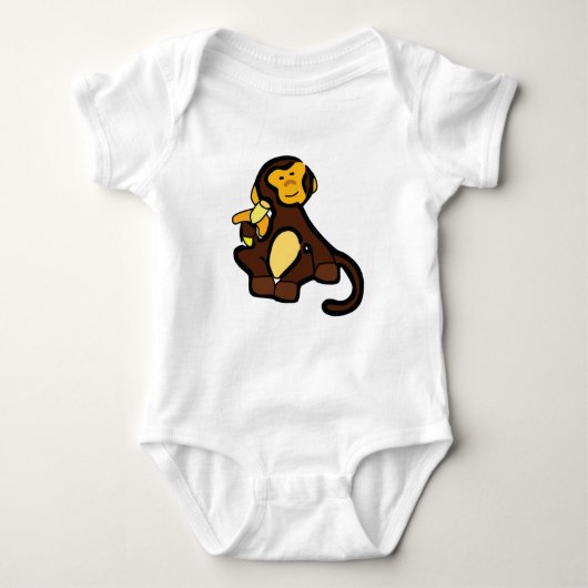 Happy Monkey mit Banane Baby Strampler (Vorderseite)