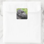 Happy Monkey Quadratischer Aufkleber (Tasche)