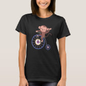 Happy Monkey Riding Bicycle and Waving Hand Cute A T-Shirt (Vorderseite)