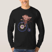 Happy Monkey Riding Bicycle and Waving Hand Cute A T-Shirt (Vorderseite)