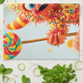 Happy Monster Candy Delight Design Geschirrtuch (Gefaltet)