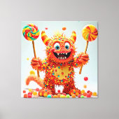 Happy Monster Candy Delight Design Leinwanddruck (Vorderseite)