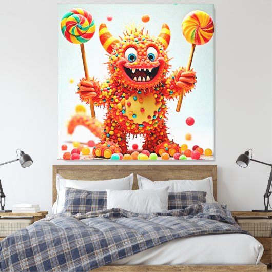Happy Monster Candy Delight Design Leinwanddruck (Insitu (Schlafzimmer))