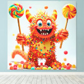 Happy Monster Candy Delight Design Leinwanddruck (Insitu (Holzboden))