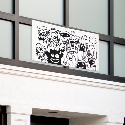 HAPPY MONSTER DOODLE CRITTER Banner (Äußeres Gebäude)