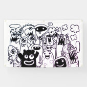 HAPPY MONSTER DOODLE CRITTER Banner (Horizontal)