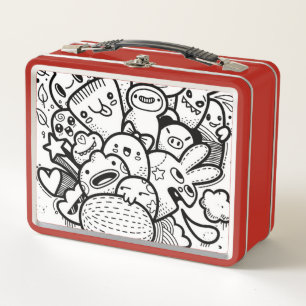 HAPPY MONSTER RED INDIVIDUELLE NAME Metal Lunchbox