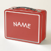 HAPPY MONSTER RED INDIVIDUELLE NAME Metal Lunchbox (Rückseite)