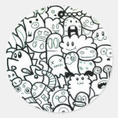 HAPPY MONSTER ROUND STICKERS CUSTOMIZABLE (Vorderseite)