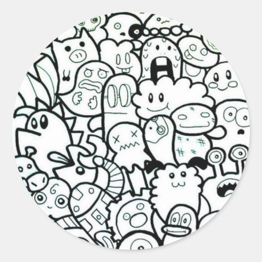 HAPPY MONSTER ROUND STICKERS CUSTOMIZABLE (Vorderseite)
