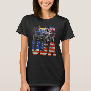 Happy Monster Truck American Flag Vintag Retro 4t T-Shirt