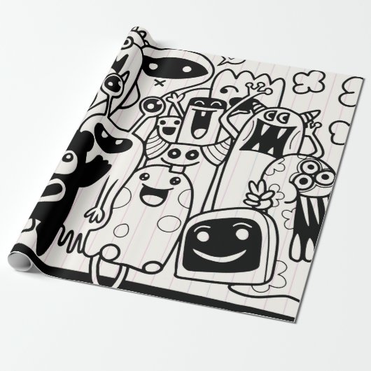 HAPPY MONSTER Wrapping Paper Geschenkpapier (Ungerollt)