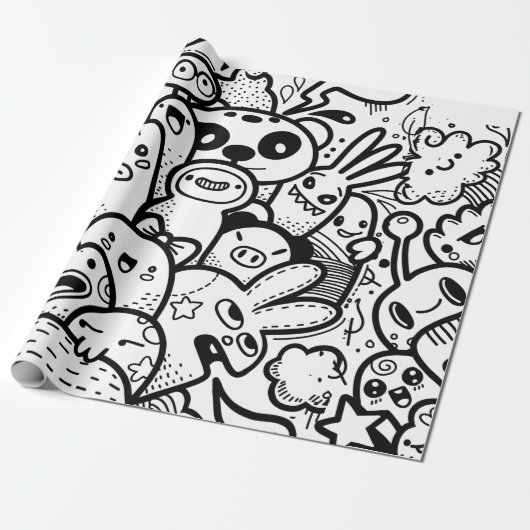 HAPPY MONSTER Wrapping Paper Geschenkpapier (Ungerollt)