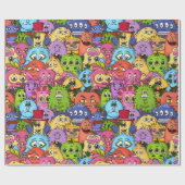 Happy Monsters Pattern Geschenkpapier (Flach)