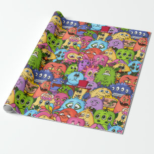 Happy Monsters Pattern Geschenkpapier